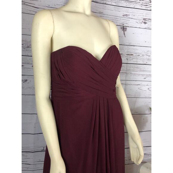 BILL LEVKOFF Chiffon strapless gown, sweetheart neckline, pleated bodice size 14 - Picture 6 of 12